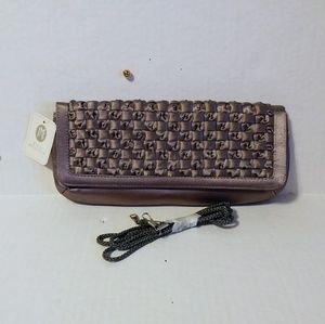 Jessica McClintock Satin Fabric Metallic Clutch